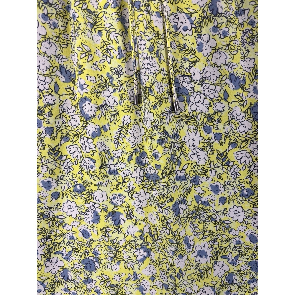Anthro Maeve Galen Floral Dress Yellow Blue Boho Mini Sz S Pockets Sheer Coastal - Picture 8 of 16